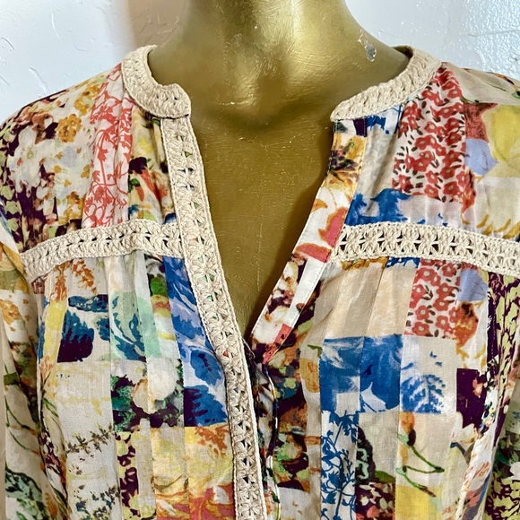 Anthropologie MAEVE Abella Floral CottageCore PINTUCK Babydoll Tunic TOP Size 6 - Picture 14 of 16